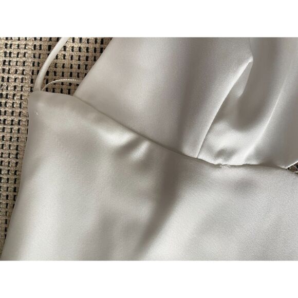 Zara White Satin Cut-Out Mini Dress Blogger Favorite Backless Strappy Slip XXL - Picture 11 of 11